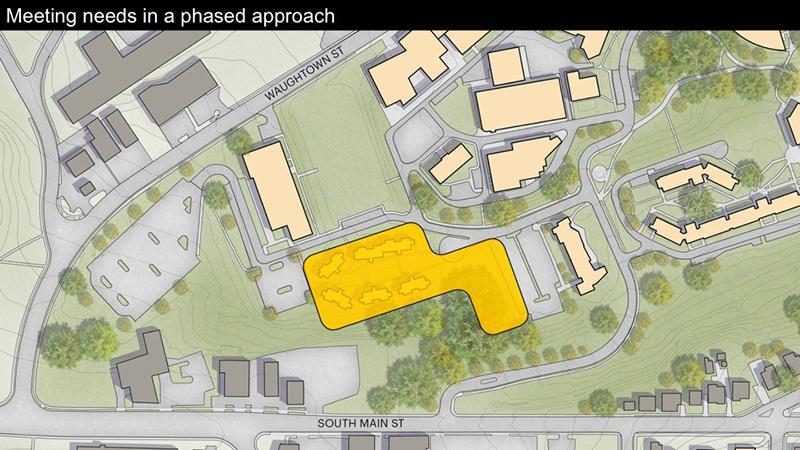 A Residence Hall Study revealed that the Bailey Street Apartment site was the preferred location for new residence halls.