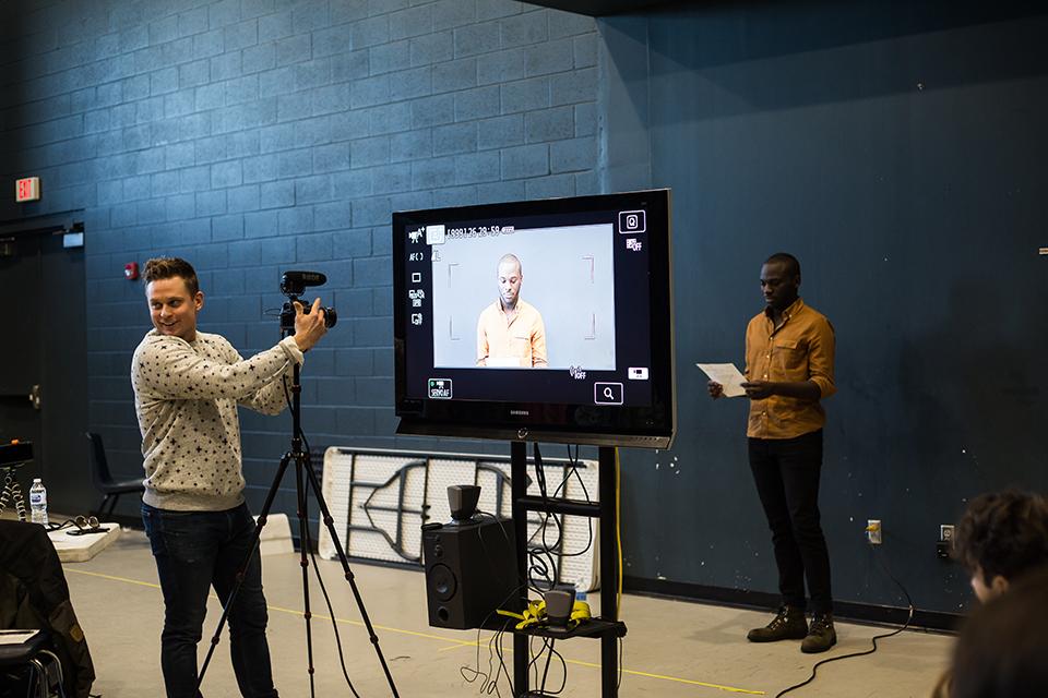 Magnussen has fourth-year drama student Carl Bryant practice being behind the camera. 