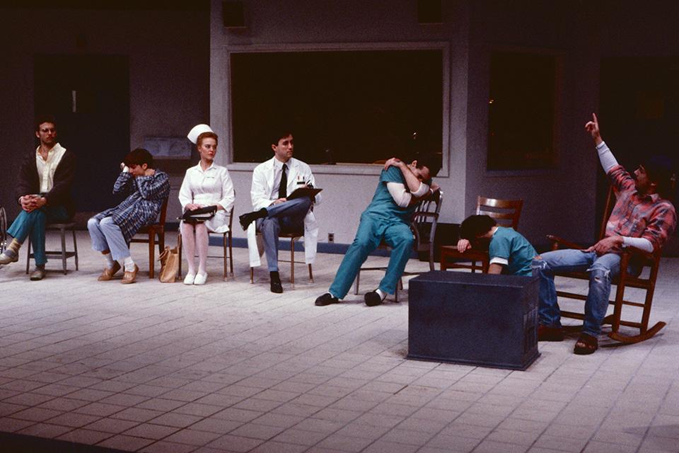 Chris Parnell (far right) had a lead role in UNCSA's production of "One Flew Over The Cuckoo's Nest." / Photo: Kurt Eslick, courtesy of UNCSA Archives