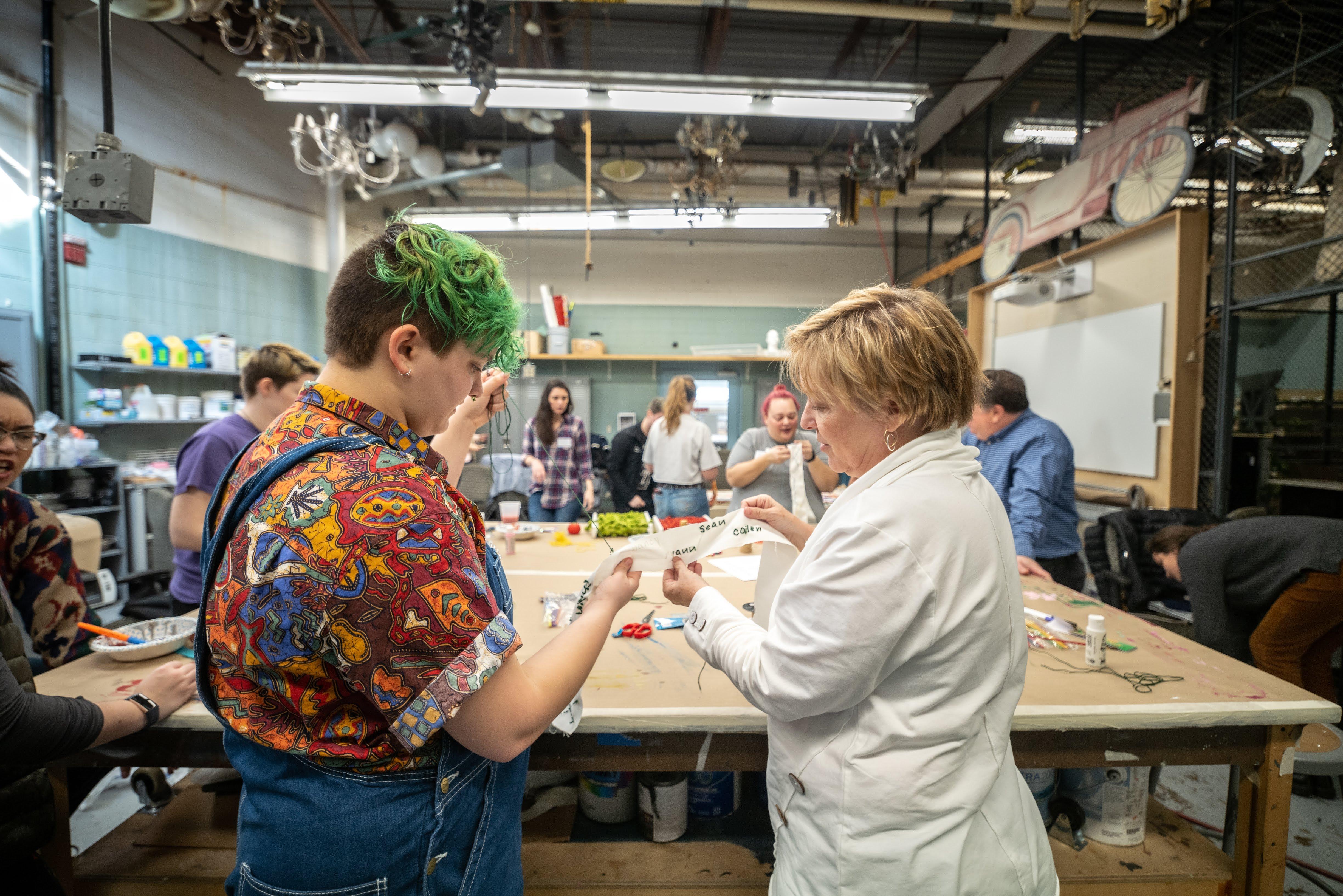 Quinn Mishra and Jamie Call-Blankinship share ideas for the "Past" project. / Photo: Raunak Kapoor 