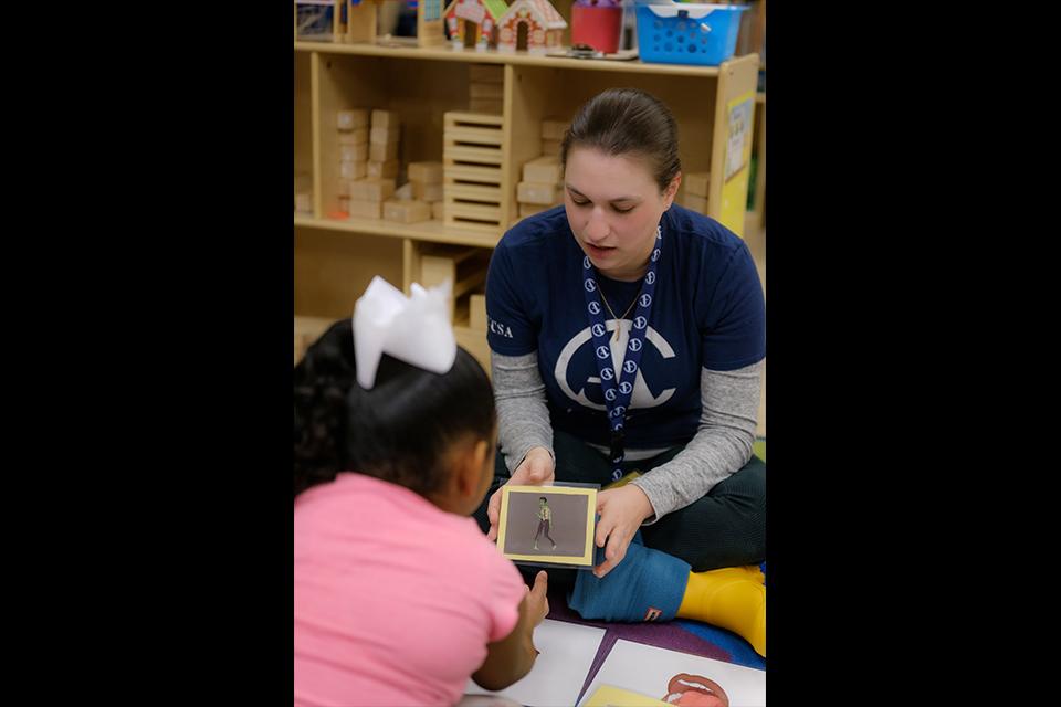 Ann-Louise Wolf and ArtistCorps members work with students at Easton Elementary School in Winston-Salem. / Photo: Raunak Kapoor
