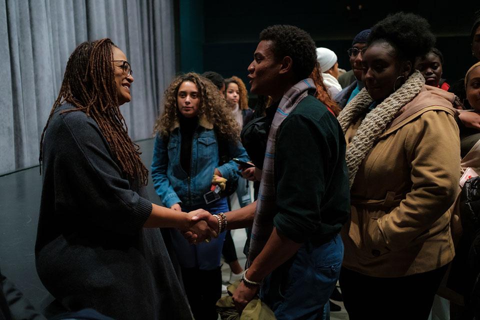 DuVernay meeting with students at the screening of "Burning Cane." / Photo: Raunak Kapoor