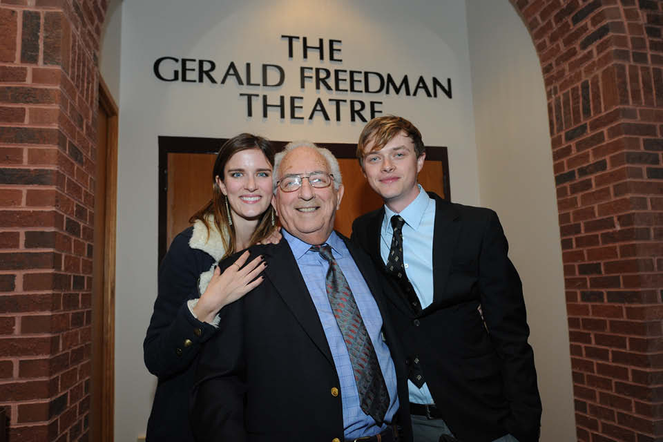 Gerald Freeman with School of Drama alumni Anna Wood and Dane DeHaan.