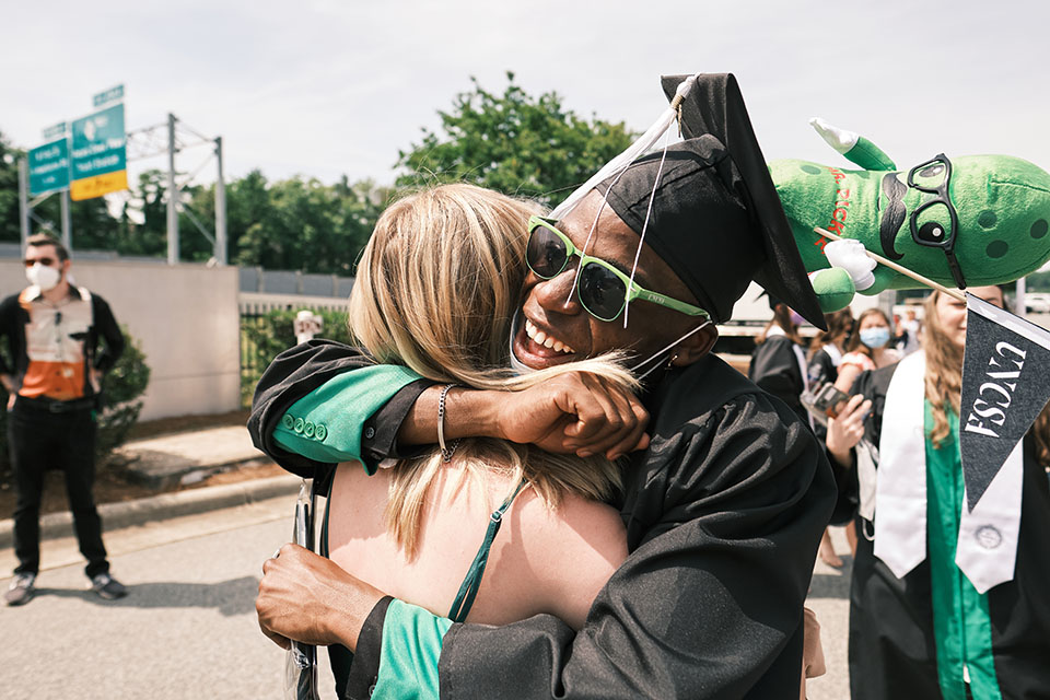 Graduates celebrating following the High School Commencement ceremony. / Photo: Wayne Reich
