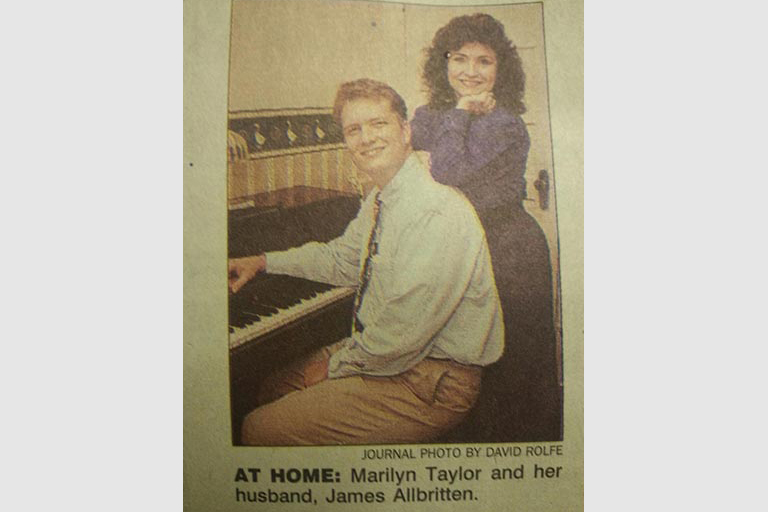 Taylor and husband James Allbritten in a Winston-Salem Journal feature from their early years at UNCSA.