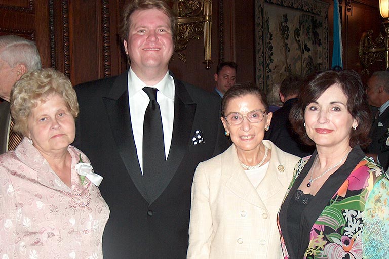 Taylor (far right) with Supreme Court Justice Ruth Bader Ginsburg at a performance in Washington, D.C. with Taylor's former student, tenor Anthony Dean Griffey.