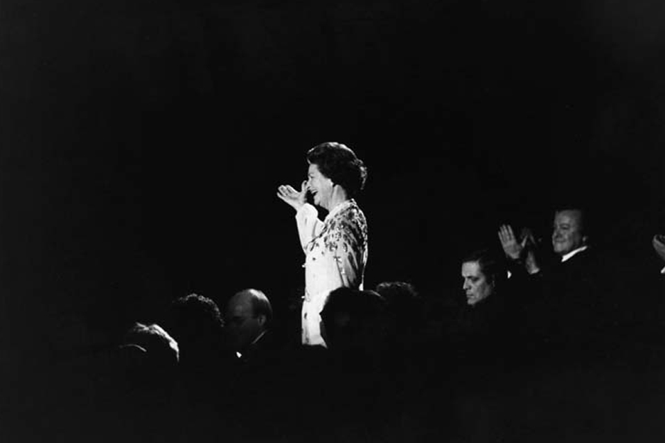 Mrs. Lyndon B. Johnson (Lady Bird Johnson) at the Stevens Center opening on April 22, 1983. / Photo credit: UNCSA Archives