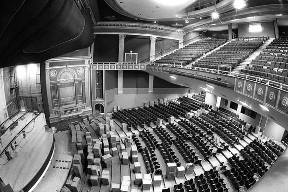 Interior shot of Stevens Center during final stages of renovation. (Oct. 1982). / Photo credit: UNCSA Archives