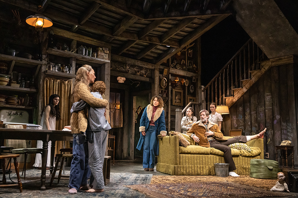"Grey House" on Broadway, cast left to right Sophia Anne Caruso, Laurie Metcalf, Eamon Patrick O’Connell, Tatiana Maslany, Alyssa Emily Marvin, Paul Sparks, Millicent Simmonds. / Photo: Matthew Murphy, UNCSA Dance alumnus
