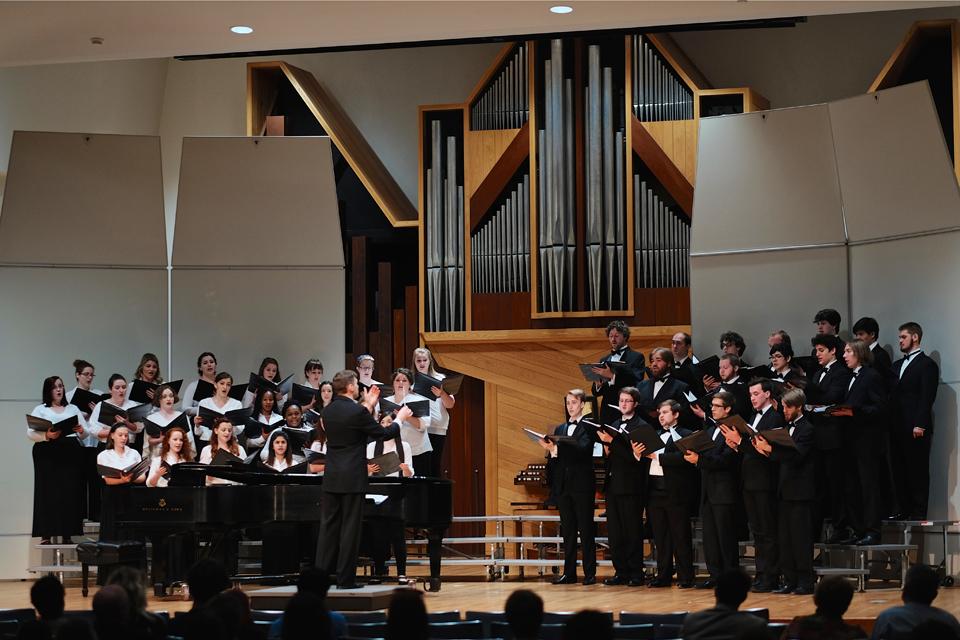 The Cantata Singers perform in Crawford Hall. / Photo: G. Allen Aycock