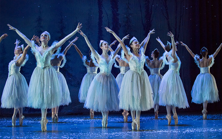 Dancers on stage performing "The Nutcracker."