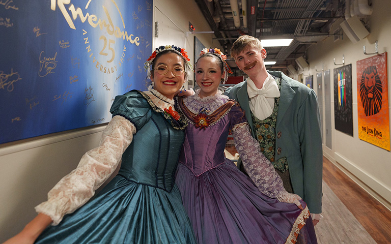 Three UNCSA students behind the scenes in the Nutcracker