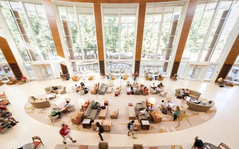 An aerial view of the Wake Forest School of Business