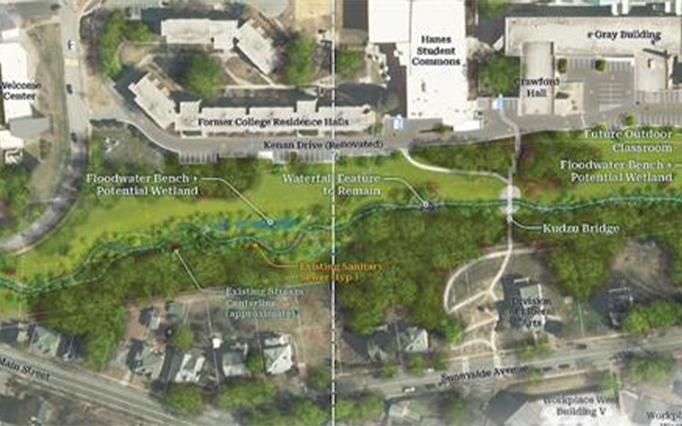 A map graphic showing the West Campus Revitalization Project