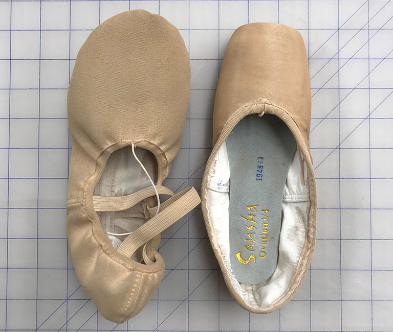 Ballet shoes painted with paint mix 1