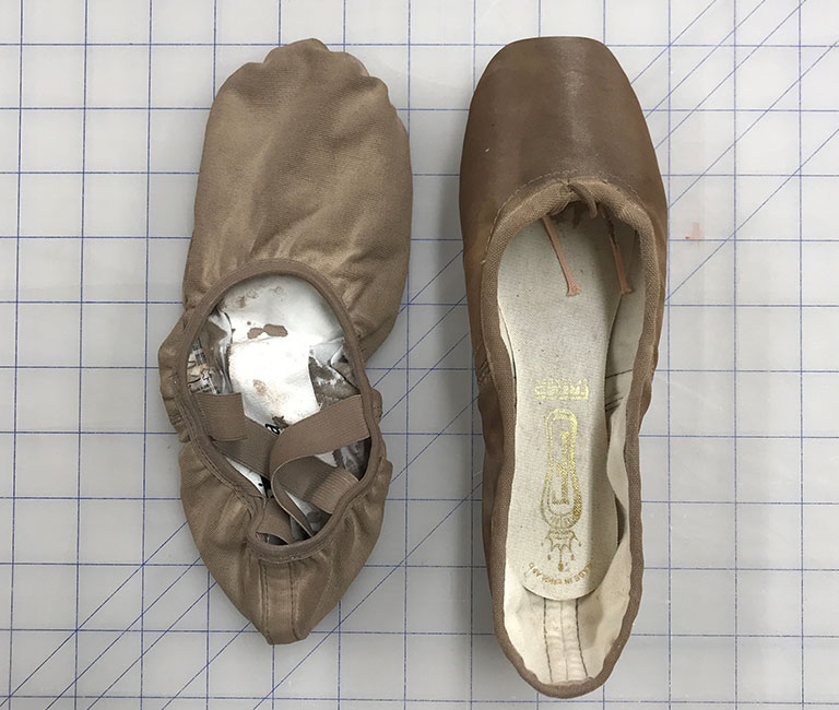 Ballet shoes painted with paint mix 3