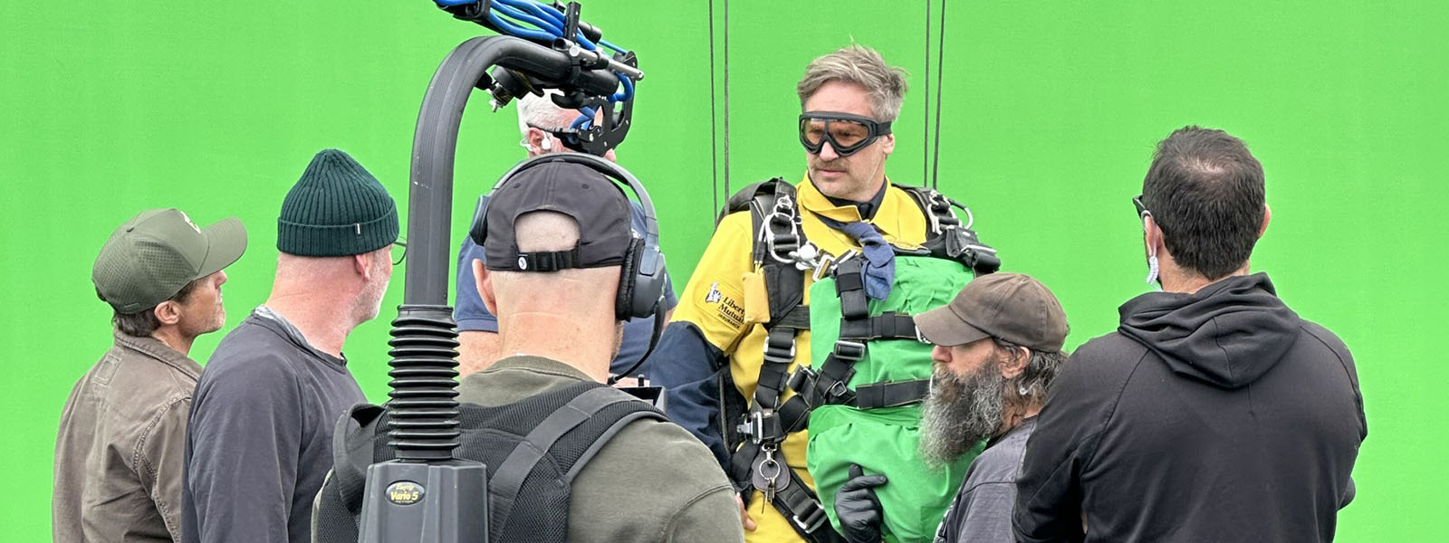 David Hoffman behind the scenes of a Liberty Mutual "Limu Emu and Doug" skit / Photo: Jaime Kowal