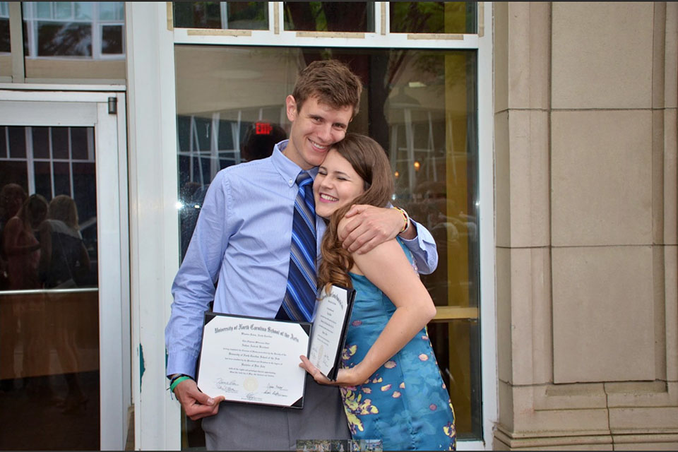 Lidiya and Nathan Krochmal with their UNCSA diplomas / Photo courtesy of Lidiya and Nathan Krochmal