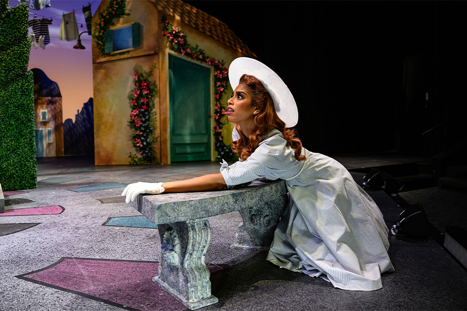 Drama student performing