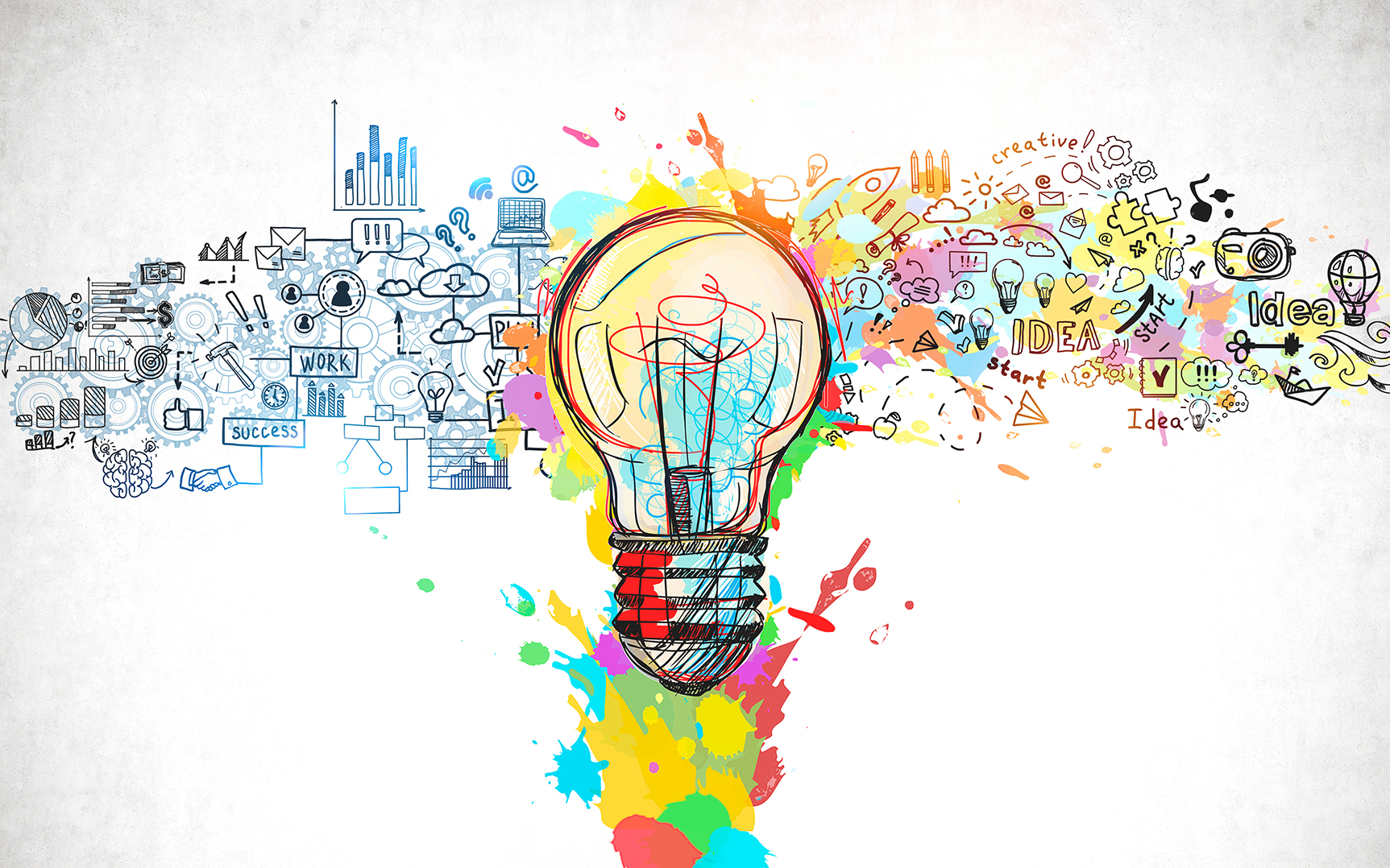 Light bulb with ideas