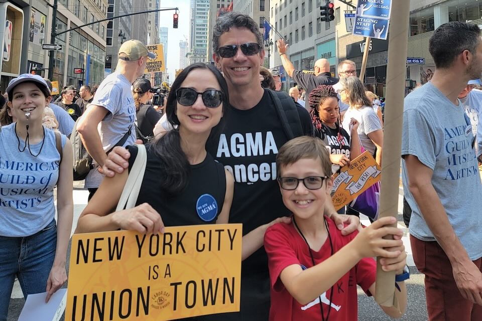 Griff Braun with his wife and son at the New York City Labor Day Parade.