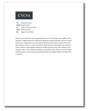 Example of a UNCSA memo template