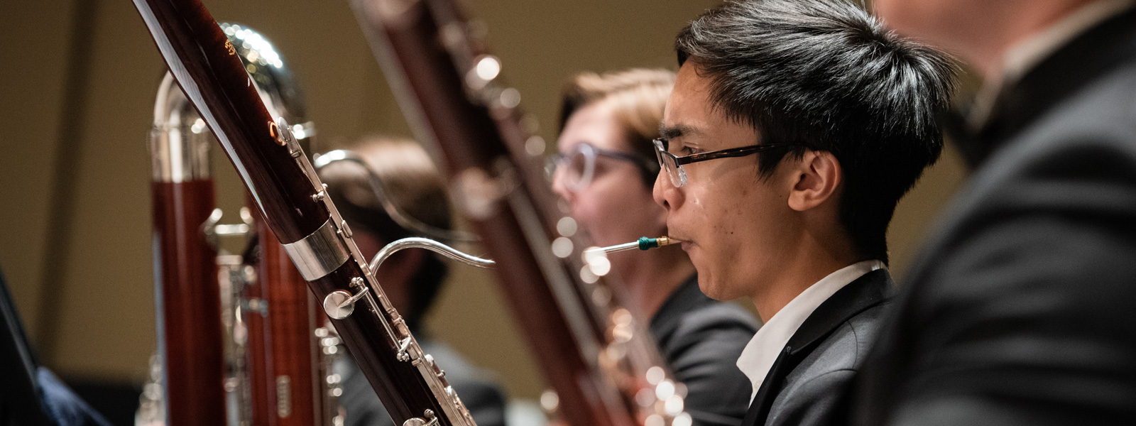 Students playing double reed instruments