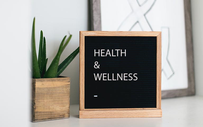 sign saying health & wellness