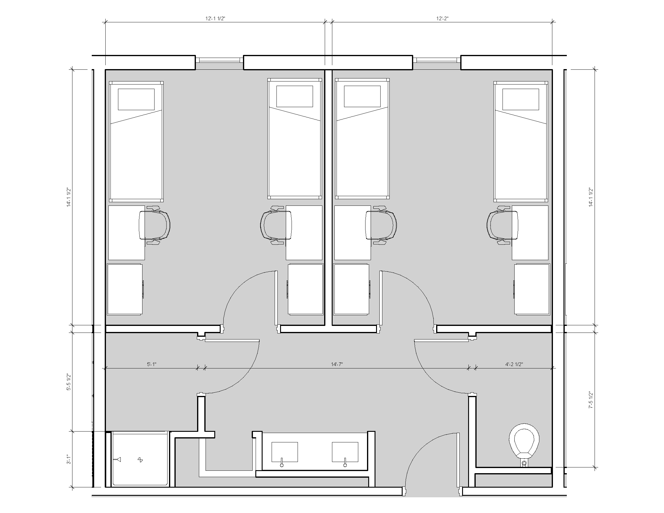 Double suite for New Residence Hall