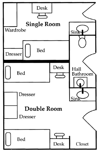 A-F Residence Hall Floor Plan
