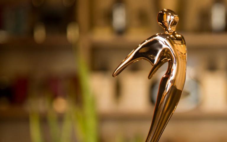 Gold statue of Telly Award