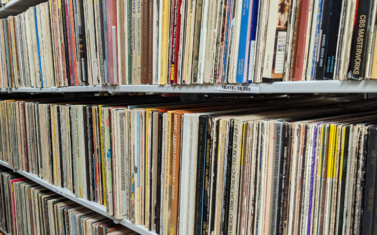 Rows of albums in the Library