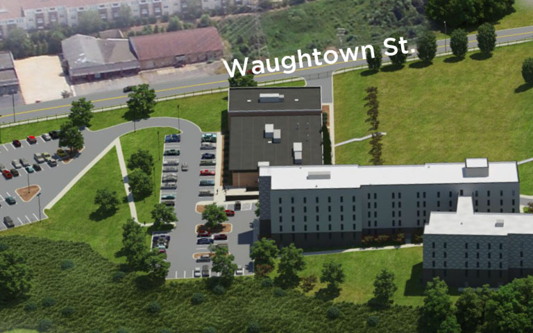 Campus map of the Waughtown Street, Fitness Center and Lot N