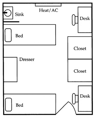 Floor Plan for Moore and Sanford residence halls