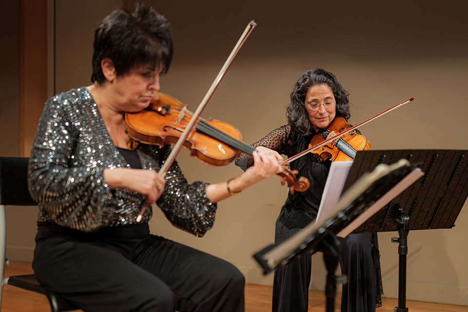 Violinists Ida Bieler and Janet Orenstein will perform during the Chrysalis Chamber Music Institute Spring Showcase