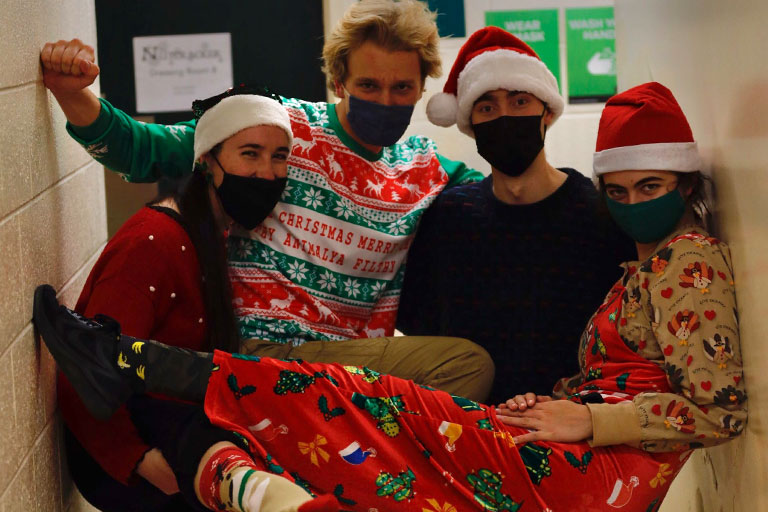 Jake Anderson and friends dress in fun holiday attire.
