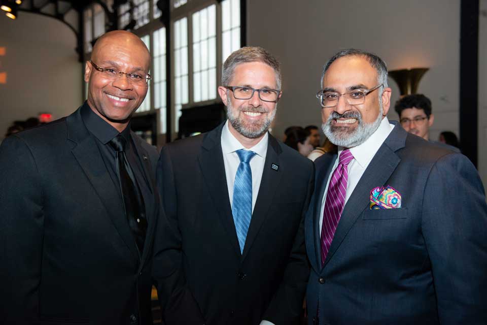 Chancellor Brian Cole, Executive Vice Chancellor and Provost Patrick J. Sims and CalArts President Ravi Rajan 