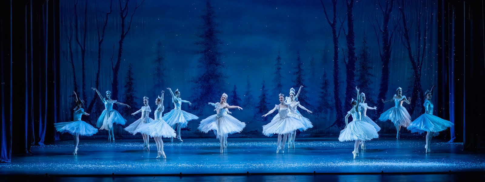 The Nutcracker ballet performance featuring dancers in elaborate costumes on a grand stage.