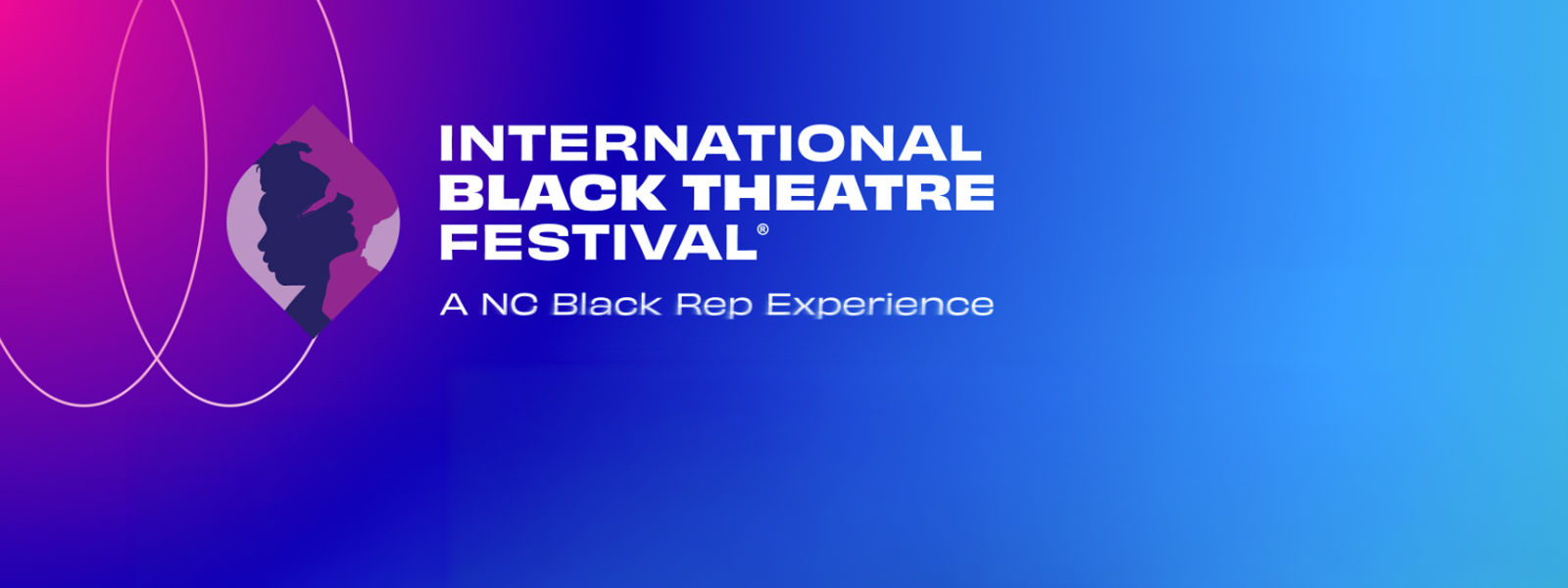 A colorful gradient background with text overlay that read International Black Theatre Festival