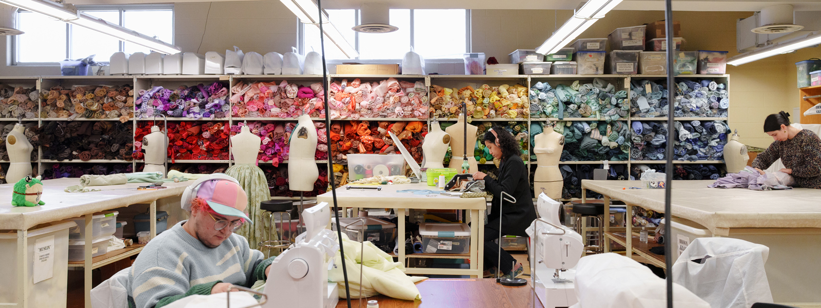 A fabric and sewing room.